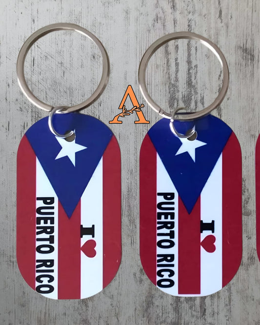Puerto Rico Personalized Aluminum Keychains - 2 Pieces