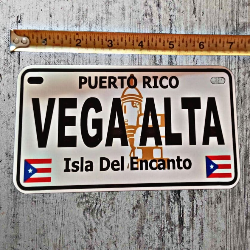 Custom Puerto Rico Motorcycle License Plate - 4x7 Inch - Villalba, Vega Alta, Vieques, Utuado, Trujillo Alto, Toa Alta, Toa Baja Designs